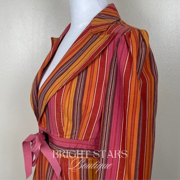 Rare Stripe Blazer Jacket ASO Paige Matthews Charmed Tie Front Vintage Y2K - Picture 11 of 11